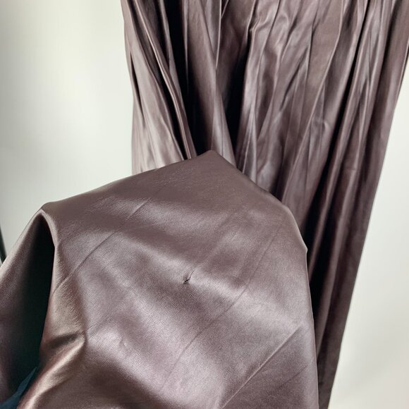 Zara Faux Leather Brown Pleated Full Maxi Skirt - Picture 8 of 11